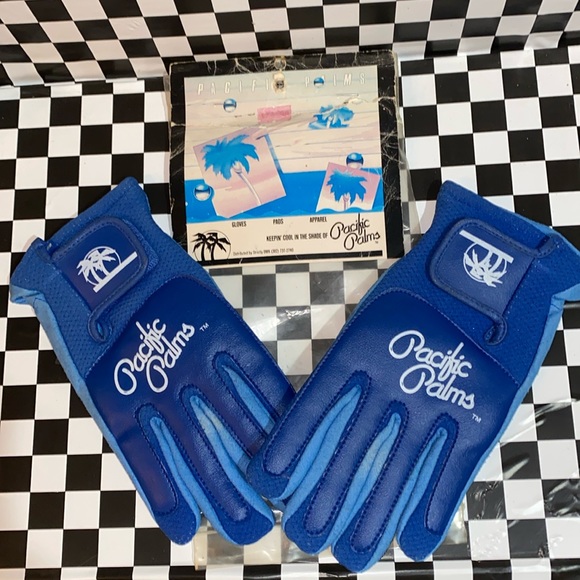 NOS Vintage and SUPER rare 80s Pacific Palms BMX Freestylin’ gloves.M.Royal Blue - Picture 2 of 16